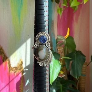 Blue Tanzanite Galaxy Opal 925 Sterling Silver Ring Sz 7 | SS